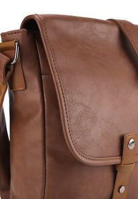 Distressed Leather Hunter Crossbody Bag - Camel