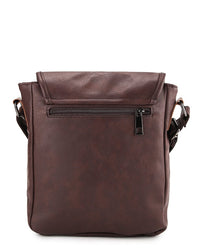 Distressed Leather Hunter Crossbody Bag - Dark Brown