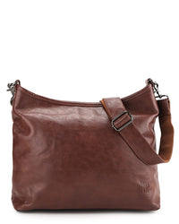 Distressed Leather Hobo Small Crossbody Bag - Camel