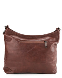 Distressed Leather Hobo Small Crossbody Bag - Camel