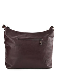 Distressed Leather Hobo Small Crossbody Bag - Dark Brown