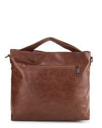 Distressed Leather Hobo Medium Crossbody Bag - Camel