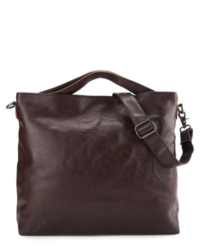 Distressed Leather Hobo Medium Crossbody Bag - Dark Brown