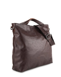 Distressed Leather Hobo Medium Crossbody Bag - Dark Brown