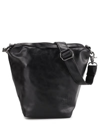 Distressed Leather Hitch Crossbody Pouch - Black