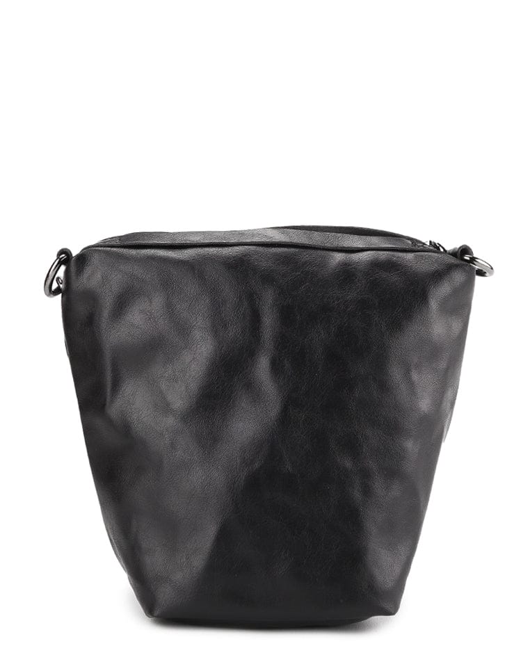 Distressed Leather Hitch Crossbody Pouch - Black