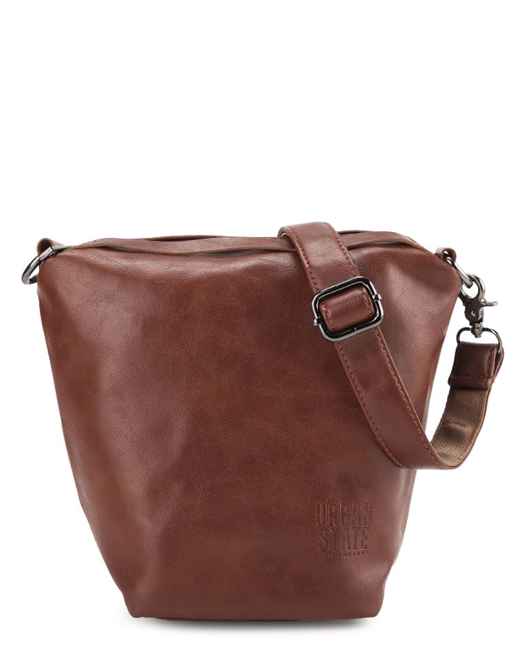 Distressed Leather Hitch Crossbody Pouch - Camel