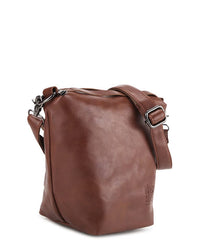 Distressed Leather Hitch Crossbody Pouch - Camel