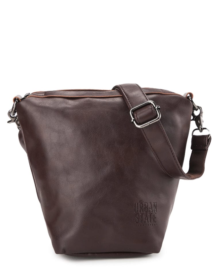 Distressed Leather Hitch Crossbody Pouch - Dark Brown