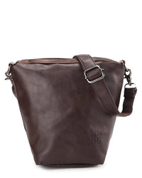 Distressed Leather Hitch Crossbody Pouch - Dark Brown