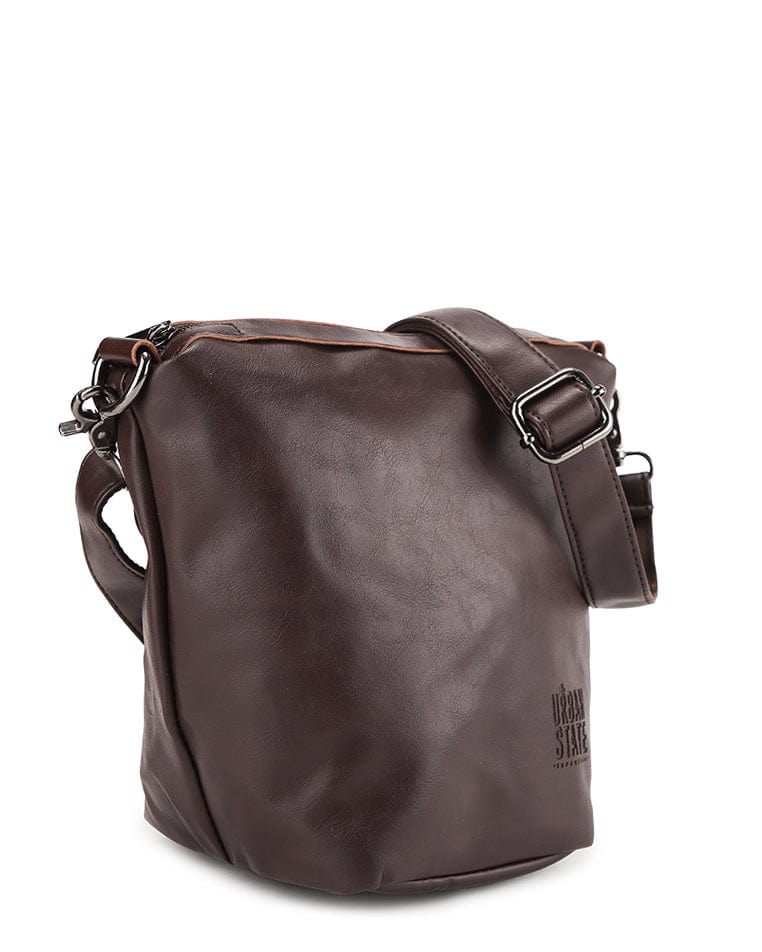 Distressed Leather Hitch Crossbody Pouch - Dark Brown