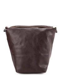 Distressed Leather Hitch Crossbody Pouch - Dark Brown