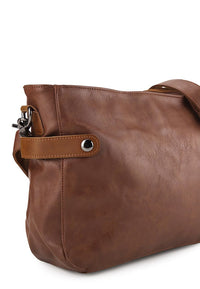 Distressed Leather Relay Crossbody Clutch - Camel