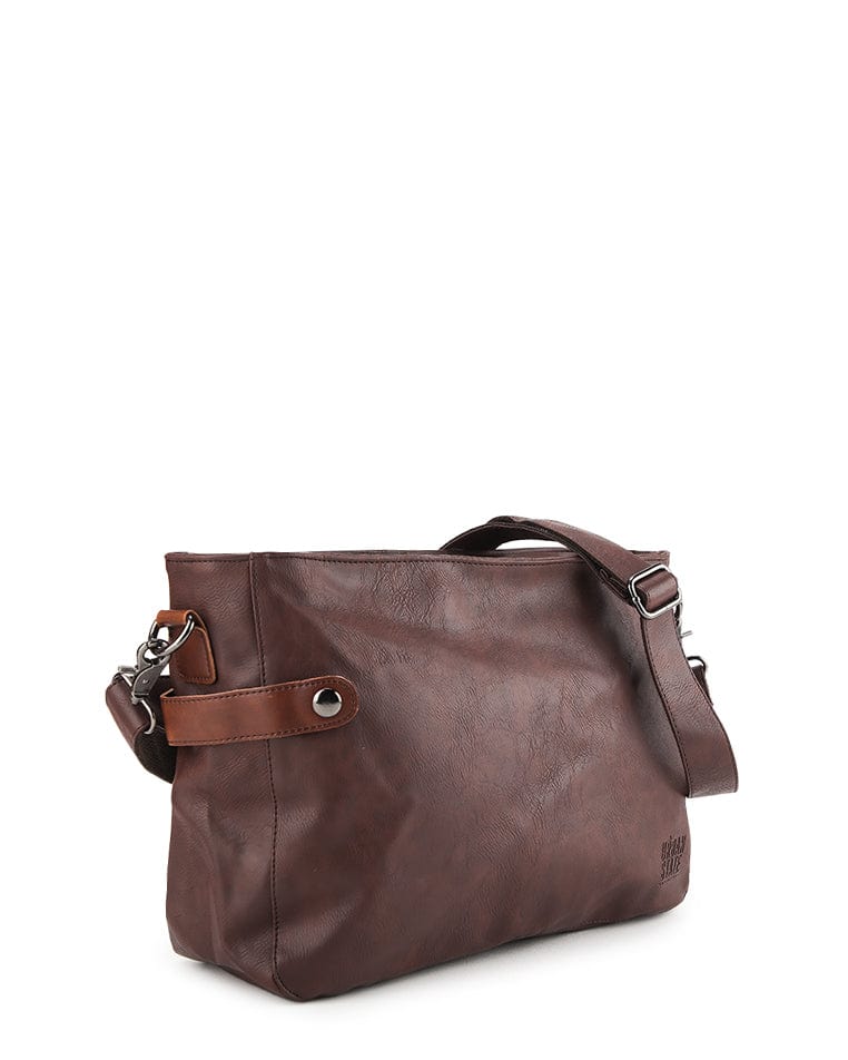 Distressed Leather Relay Crossbody Clutch - Dark Brown