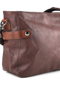 Distressed Leather Relay Crossbody Clutch - Dark Brown