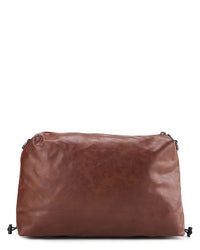 Distressed Leather Carry Crossbody Bag - Camel