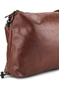 Distressed Leather Carry Crossbody Bag - Camel