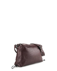 Distressed Leather Carry Crossbody Bag - Dark Brown