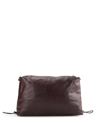 Distressed Leather Carry Crossbody Bag - Dark Brown