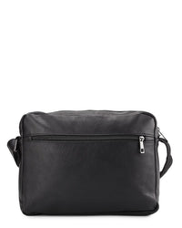 Distressed Leather Track Crossbody Bag - Black