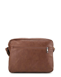 Distressed Leather Track Crossbody Bag - Camel