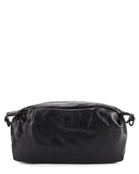 Distressed Leather Hitch Crossbody Bag - Black