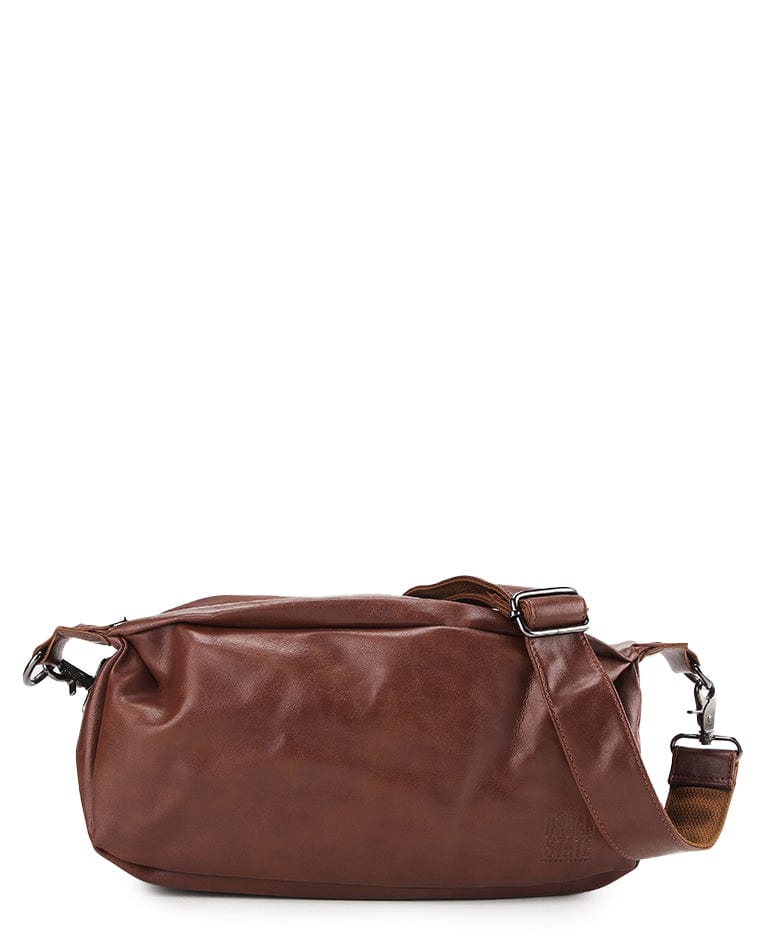 Distressed Leather Hitch Crossbody Bag - Camel