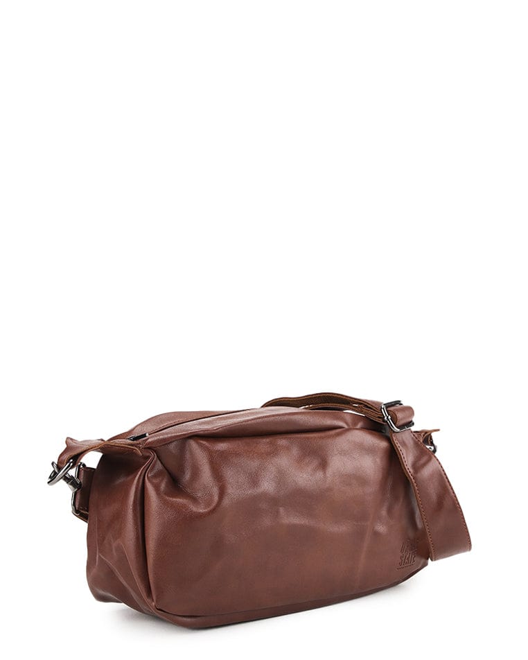 Distressed Leather Hitch Crossbody Bag - Camel