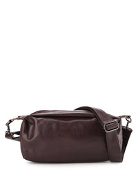 Distressed Leather Hitch Crossbody Bag - Dark Brown