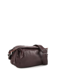 Distressed Leather Hitch Crossbody Bag - Dark Brown