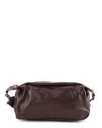 Distressed Leather Hitch Crossbody Bag - Dark Brown