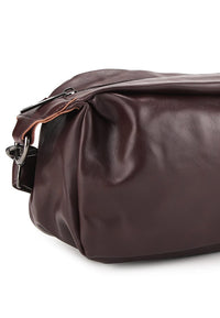 Distressed Leather Hitch Crossbody Bag - Dark Brown