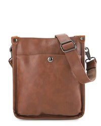 Distressed Leather Essential Crossbody Pouch - Camel