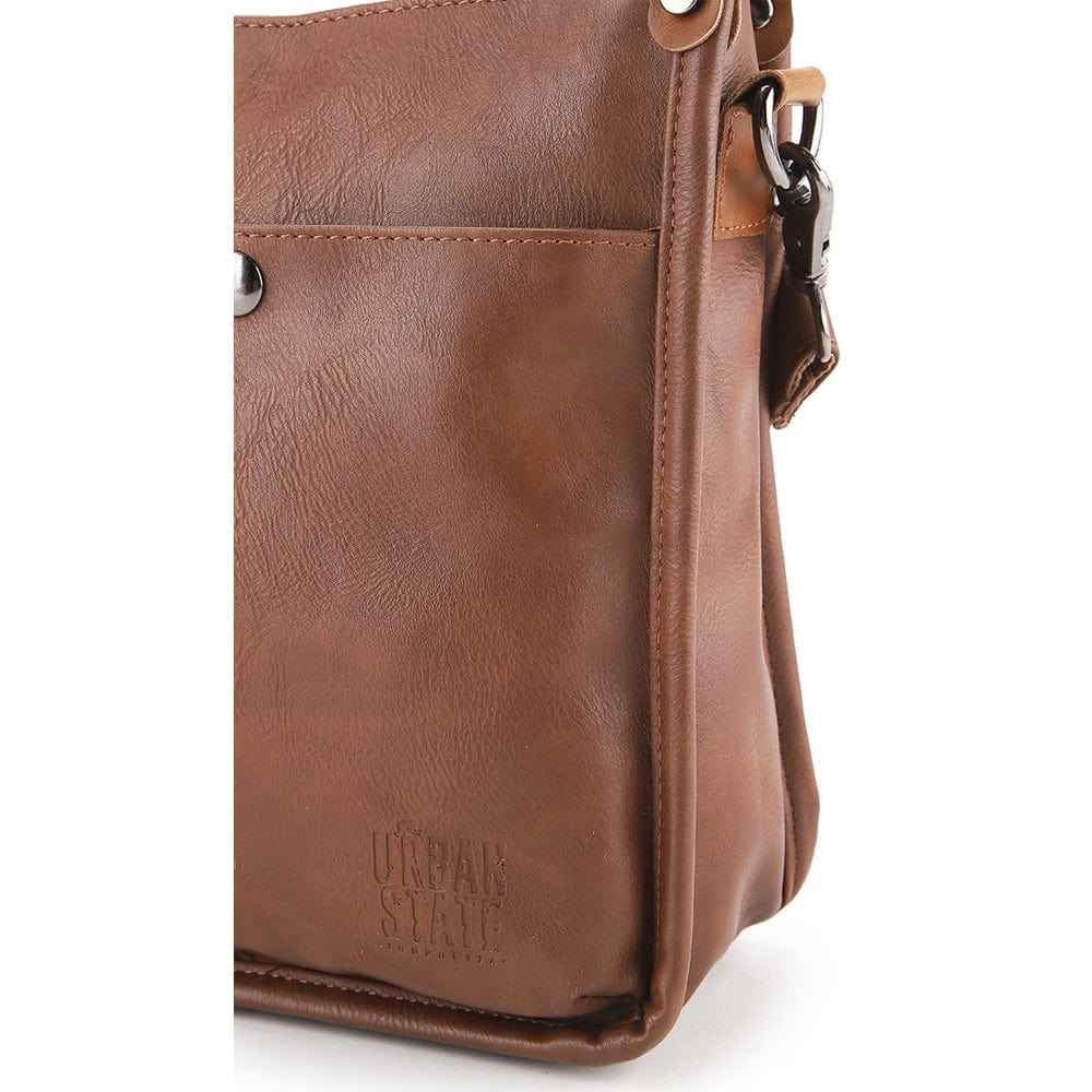 Distressed Leather Essential Crossbody Pouch - Camel