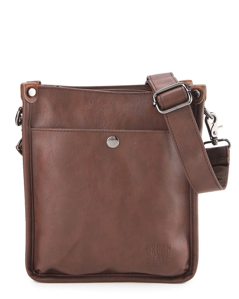 Distressed Leather Essential Crossbody Pouch - Dark Brown