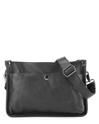 Distressed Leather Essential Crossbody Bag - Black