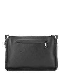 Distressed Leather Essential Crossbody Bag - Black