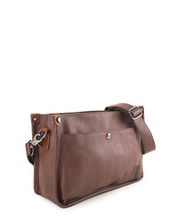 Distressed Leather Essential Crossbody Bag - Dark Brown