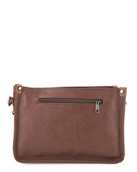 Distressed Leather Essential Crossbody Bag - Dark Brown