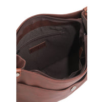 Distressed Leather Essential Crossbody Bag - Dark Brown