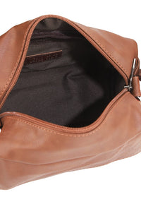 Distressed Leather Crossbody Pouch - Camel