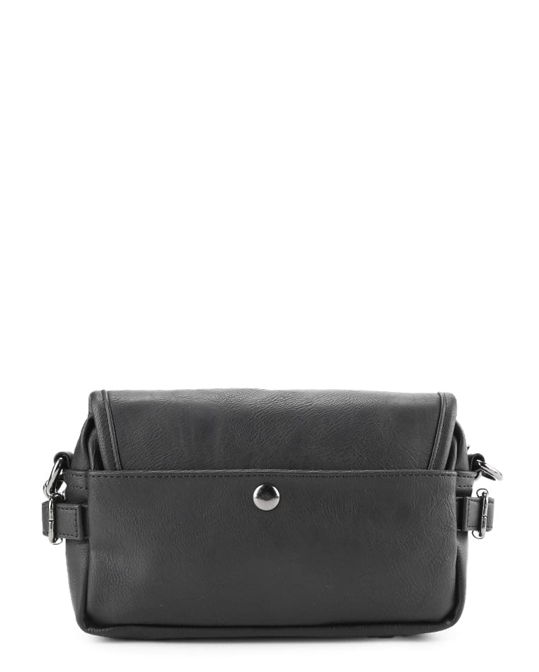 Distressed Leather Rogue Crossbody Bag - Black