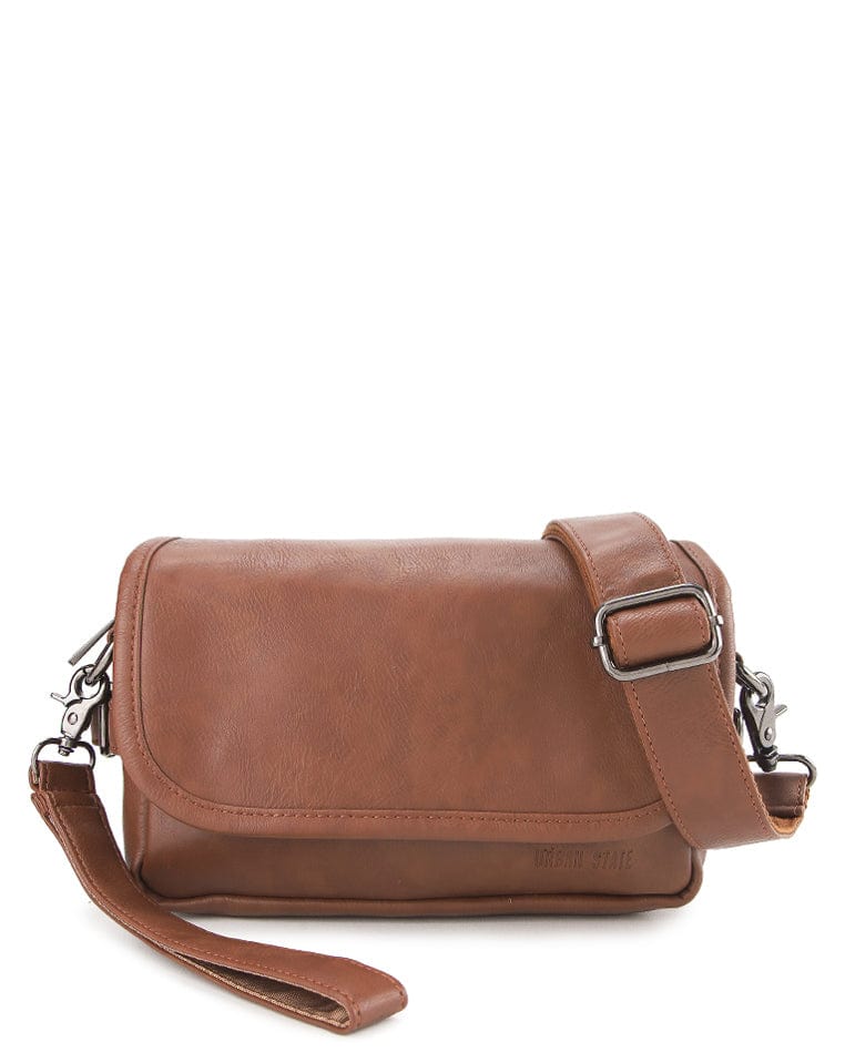 Distressed Leather Rogue Crossbody Bag - Camel