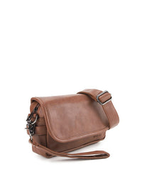 Distressed Leather Rogue Crossbody Bag - Camel