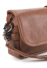 Distressed Leather Rogue Crossbody Bag - Camel