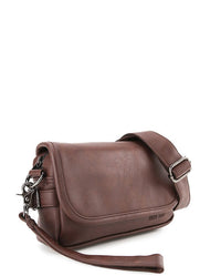 Distressed Leather Rogue Crossbody Bag - Dark Brown