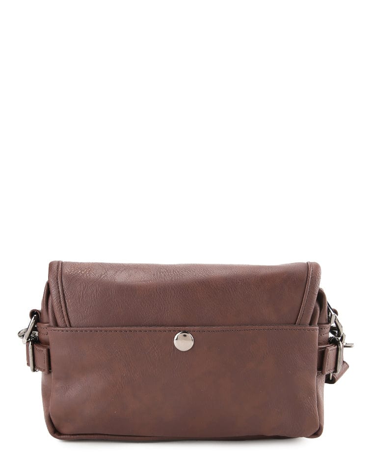 Distressed Leather Rogue Crossbody Bag - Dark Brown