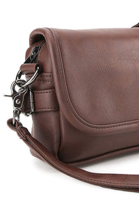 Distressed Leather Rogue Crossbody Bag - Dark Brown