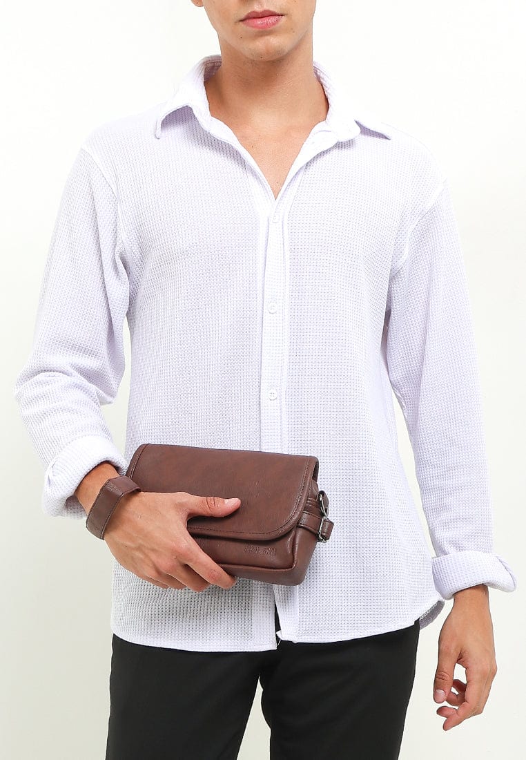 Distressed Leather Rogue Crossbody Bag - Dark Brown