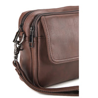 Distressed Leather Charter Crossbody Bag - Dark Brown